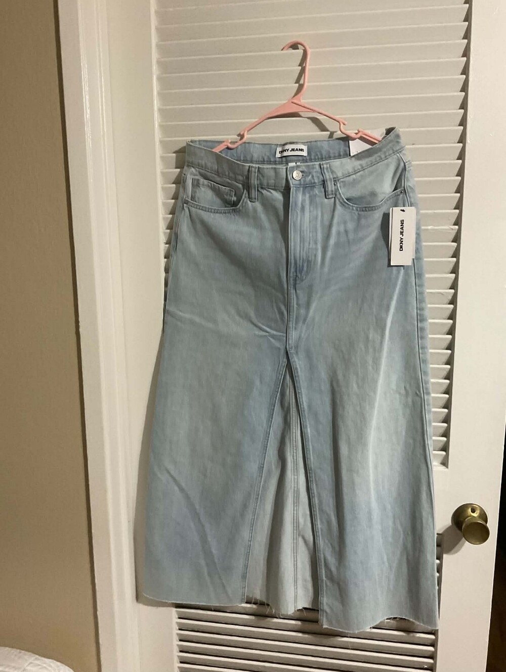 Dkny Light Blue Wide-Leg Split-Front Jeans